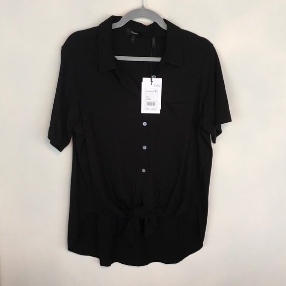 Theory Tops - Theory Black Short Sleeve Button-Down Shirt - NWT